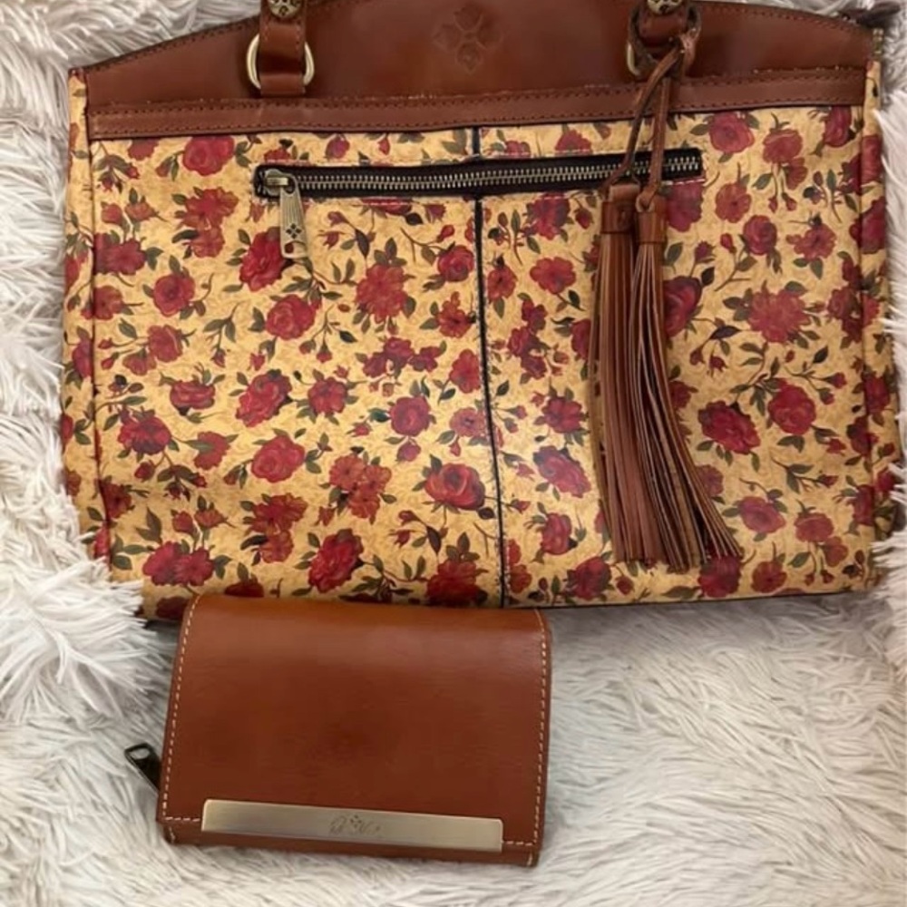 Patricia Nash Poppy Leather Satchel with Wallet